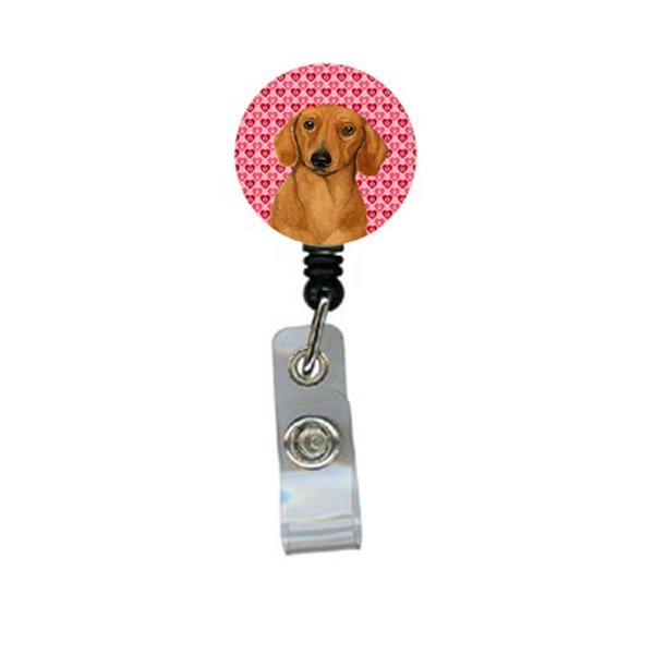 Teachers Aid Dachshund Valentines Love and Hearts Retractable Badge Reel or ID Holder with Clip TE728660